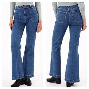 Rollas Sz 27 Eastcoast Flare Jeans High Rise Wide Leg Vintage Blue Denim Boho
